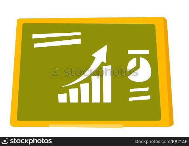 Set of different charts on the green board vector cartoon illustration isolated on white background.. Set of charts on the green board vector cartoon.