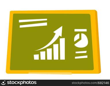 Set of different charts on the green board vector cartoon illustration isolated on white background.. Set of charts on the green board vector cartoon.