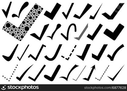 Set of different check marks isolated on white