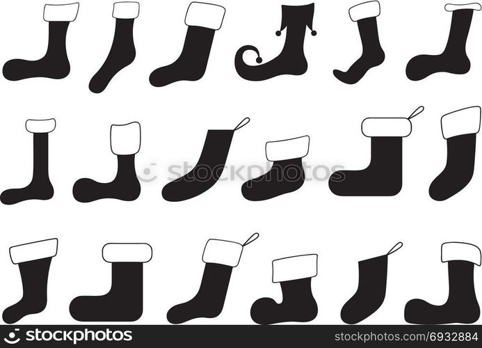 Set of different Christmas socks isolated on white