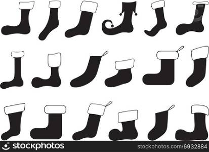 Set of different Christmas socks isolated on white