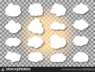 Set of different Cloud and Sun on transparent background. Vector Illustration EPS10. Set of different Cloud and Sun on transparent background. Vecto