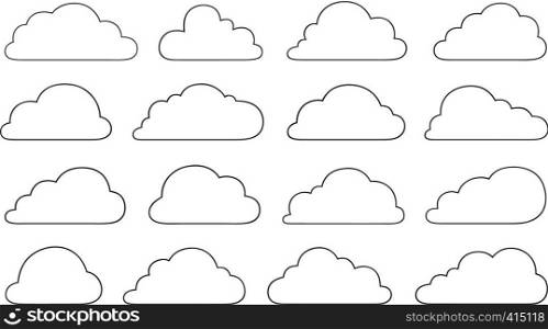 Set of different clouds isolated on white