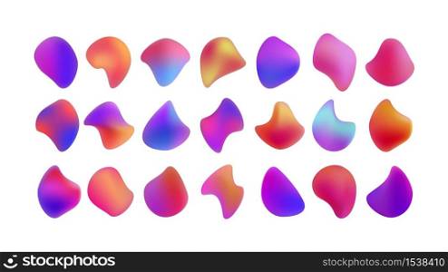 Set of different color transitions, gradients on a white background. Different shades of pink in gradient icons. Multicolored gradient waves.. Set of different color transitions, gradients on a white background.