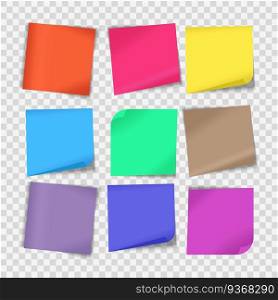 Set of different colored sheets of note papers