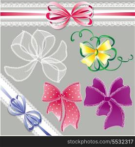 Set of different colors lace bows - for holidays design