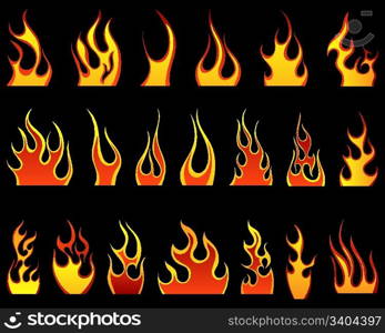 Set of different fire patterns for design use