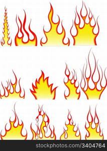 Set of different fire patterns for design use