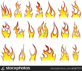 Set of different fire patterns for design use