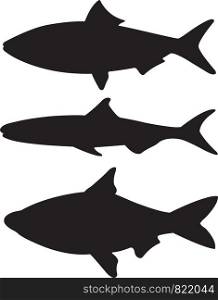 set of different fish silhouettes