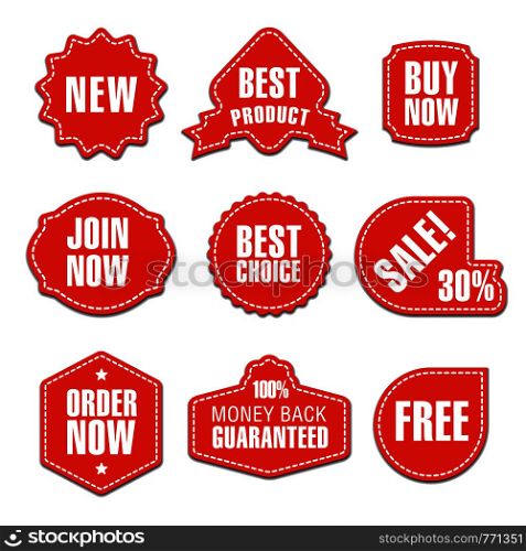 set of different flat advertising and promotion badges, stickers and banners. advertising colorful stickers
