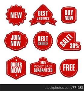 set of different flat advertising and promotion badges, stickers and banners. advertising colorful stickers