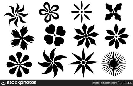 Set of different flowers isolated on white