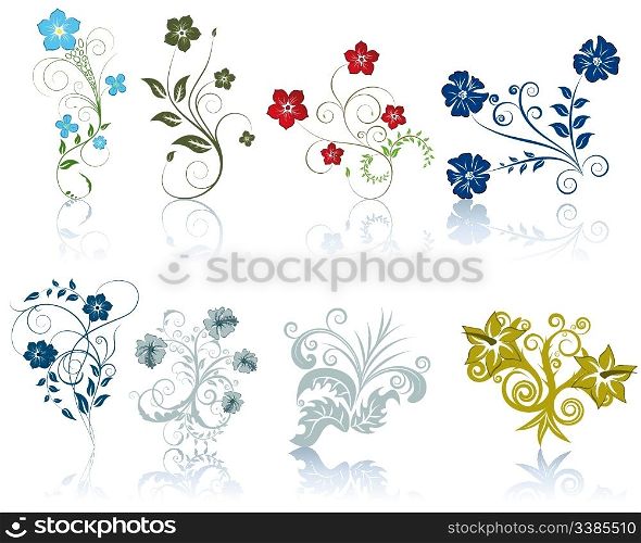 Set of different flowers pattern for making ornate backgrounds