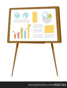 Set of different graphs on the whiteboard vector cartoon illustration isolated on white background.. Set of graphs on the whiteboard vector cartoon.