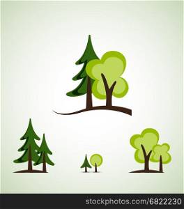 Set of different green trees vector illustration