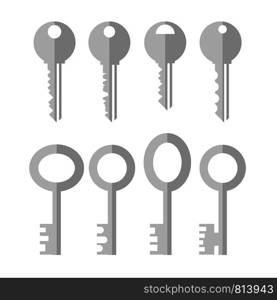 Set of Different Grey Key Icon Isolated on White Background.. Set of Different Grey Key Icon Isolated on White Background