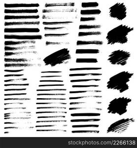 Set of different grunge brush strokes and stains. Vector illustration.