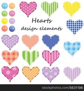 set of different hearts, design elements