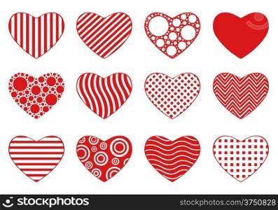 Set of different hearts isolated on white