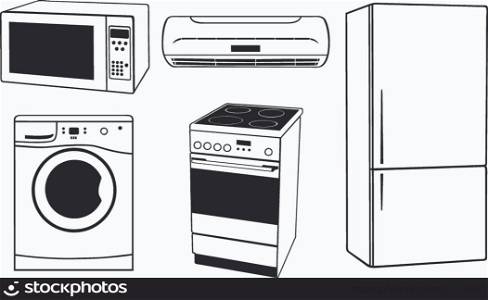 set of different house appliances isolated