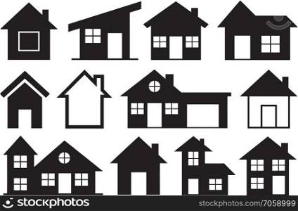 Set of different houses isolated on white