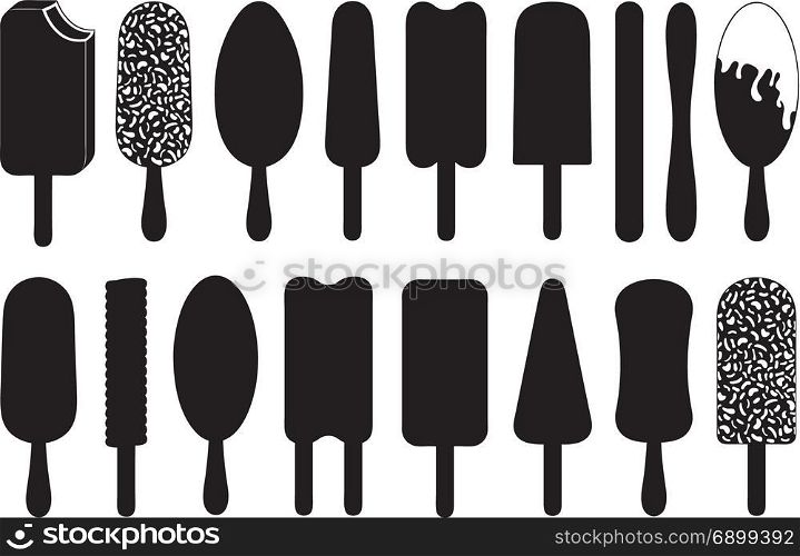 Set of different ice cream lolly isolated on white