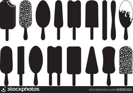 Set of different ice cream lolly isolated on white