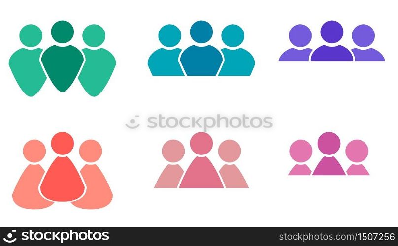 Set of different multicolored icons of men and women. Vector element for your design. Set of different multicolored icons of men and women.
