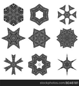 Set of Different Ornamental Rosettes Isolated on White Background. Set of Different Ornamental Rosettes