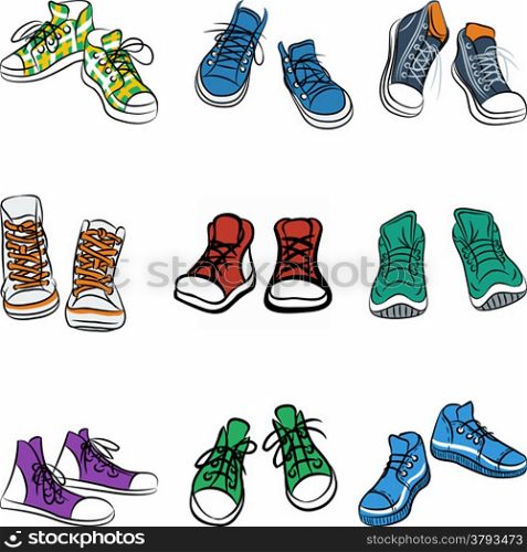set of different pairs of sneakers