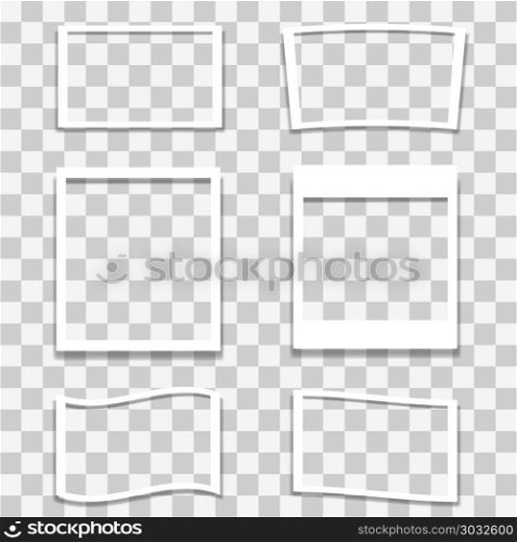 Set of Different Photo Frames. Set of Different Photo Frames Isolated on Checkered Background. Set of Different Photo Frames