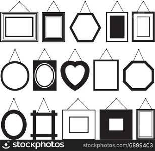Set of different picture frames isolated on white