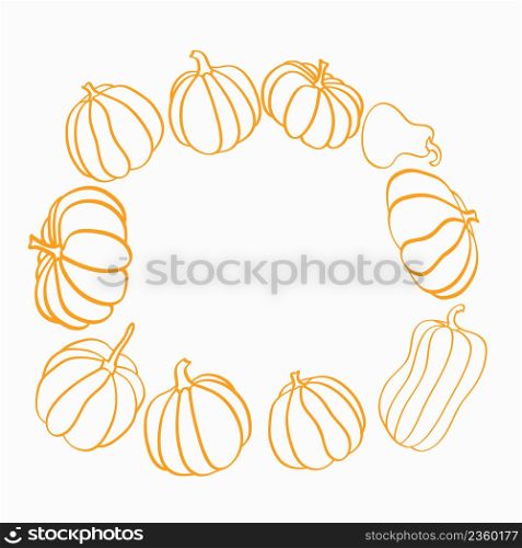 Set of different pumpkins, illustration isolated on white background. Set of pumpkins