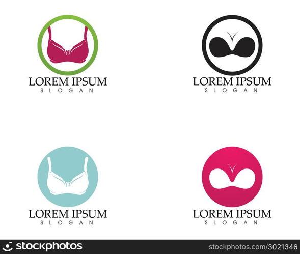 Set of different push up bras isolated over white background
