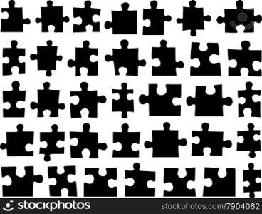 Set of different puzzle pieces isolated on white