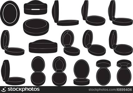 Set of different ring boxes isolated on white