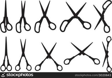 Set of different scissors isolated on white