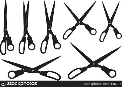 Set of different scissors isolated on white