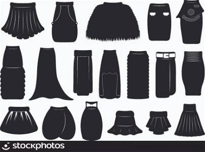 Set of different skirts isolated on white