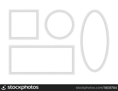 Set of different thickness ropes isolated on white. Vector illustration. Set of different thickness ropes isolated on white. Vector illustration.