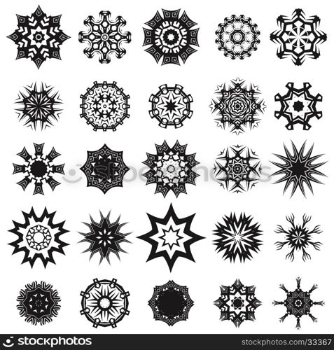 Set of Different Tribal Rosette Tattoo Design Isolated on White Background. Polynesian Design. Tribal Rosette Tattoo Design