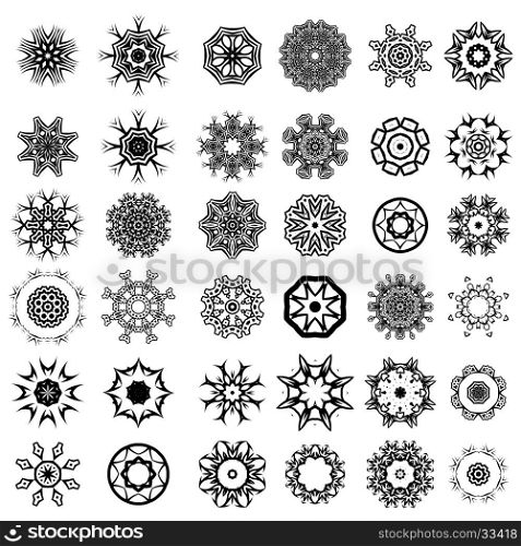 Set of Different Tribal Rosettes Tattoo Design Isolated on White Background. Polynesian Design. Different Rosettes Design