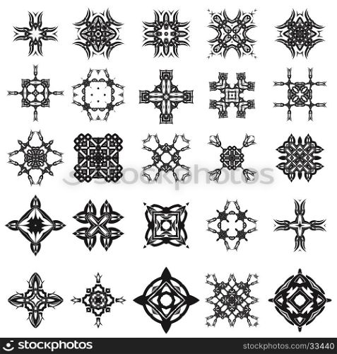Set of Different Tribal Rosettes Tattoo Design Isolated on White Background. Polynesian Design. Set of Different Tribal Rosettes Tattoo