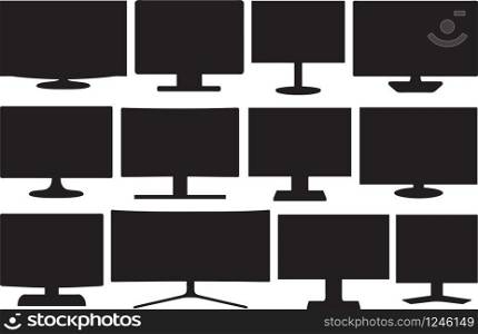 Set of different tv's and monitors isolated on white