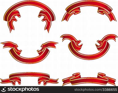 Set of different vector ribbons on white background