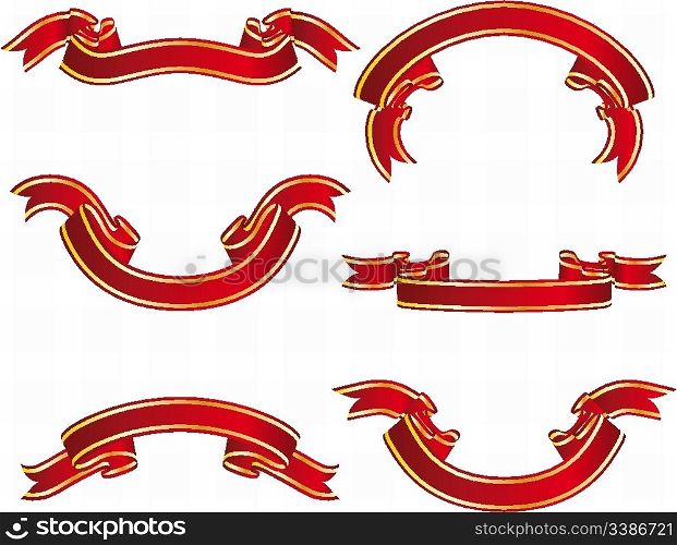 Set of different vector ribbons on white background
