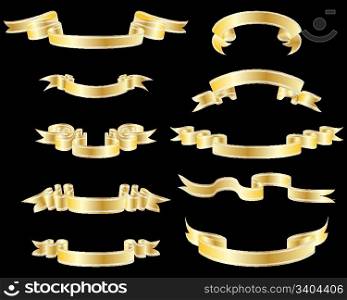 Set of different vector ribbons on white background