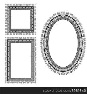 Set of Different Vintage Frames Isolated on White Background. Set of Different Vintage Frames