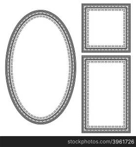 Set of Different Vintage Frames Isolated on White Background. Set of Different Vintage Frames